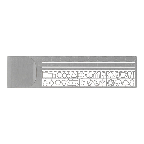 Midori Clip Stencil Ruler - Silver -  - Stencils - Bunbougu