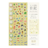 Midori Diary with Stickers - 7 mm Ruled - Yellow - A5