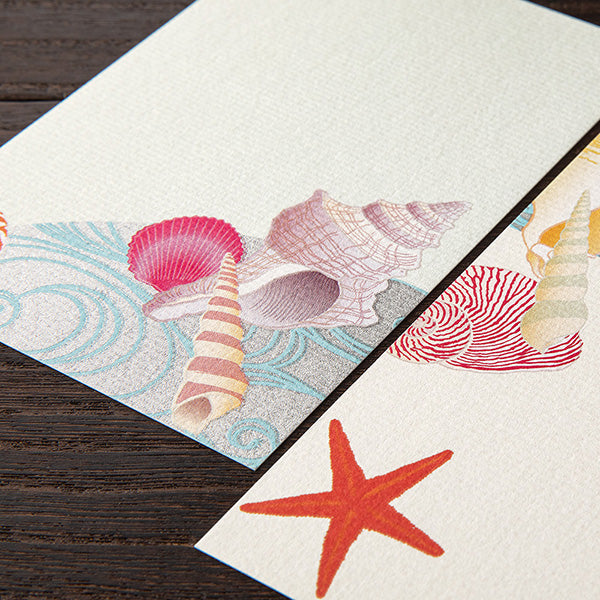 Midori Echizen Japanese Washi Postcard - Seashell - 2 Patterns/6 Sheets -  - Envelopes & Letter Pads - Bunbougu