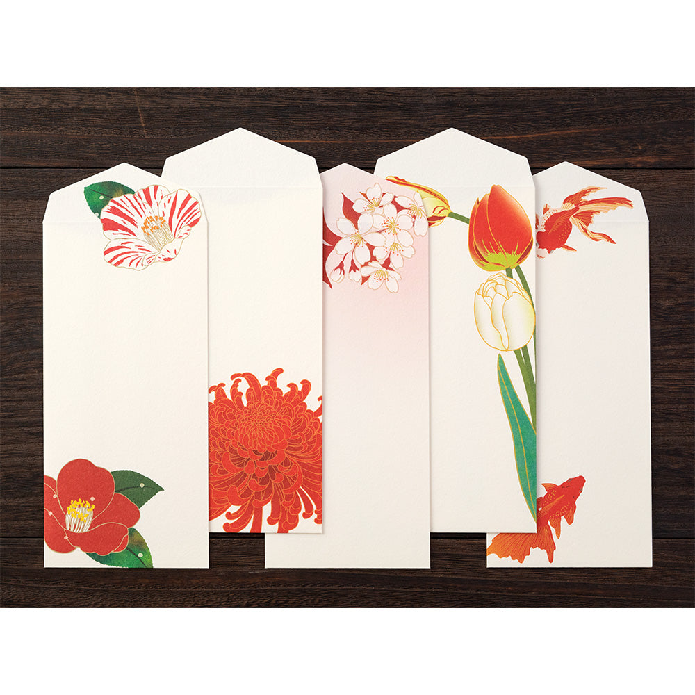 Midori Echizen Washi Letter Set - 15th Anniversary Limited Edition - Seasonal Red -  - Envelopes & Letter Pads - Bunbougu