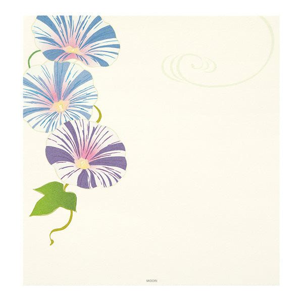 Midori Echizen Washi Letter Pad - Early Summer Blue Flower - Blank - 4 Patterns/16 Sheets -  - Envelopes & Letter Pads - Bunbougu