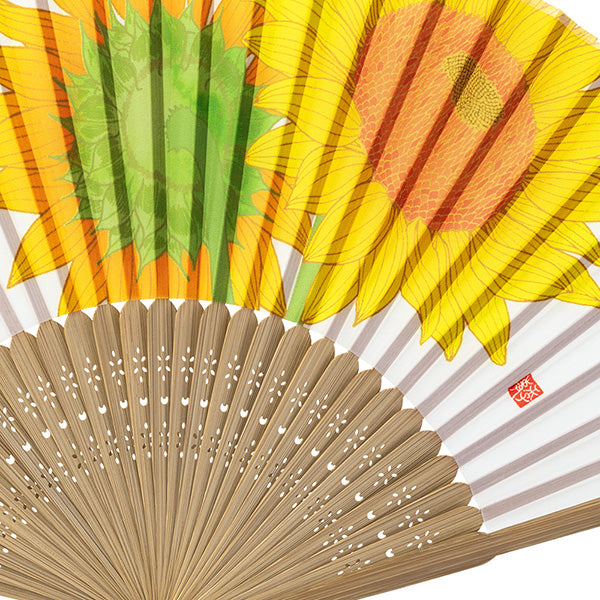 Midori Japanese Traditional Paper Folding Fan - Sunflower -  - Creative Stationery - Bunbougu