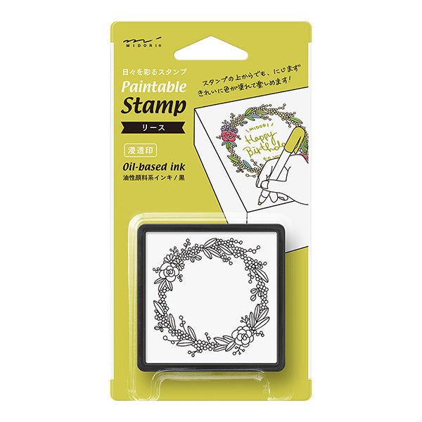 Midori Paintable Penetration Stamp - Wreath -  - Planner Stamps - Bunbougu