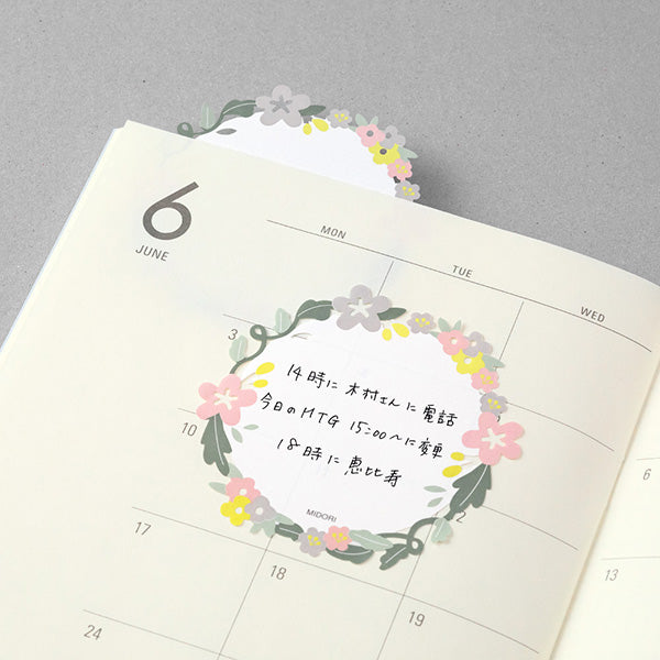 Midori Sticky Notes - Die Cut - Wreath -  - Sticky Notes - Bunbougu