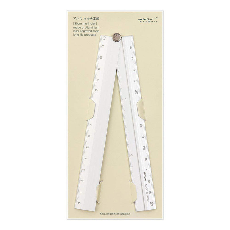 Midori Aluminum Multi Ruler - Silver - 30 cm -  - Rulers - Bunbougu