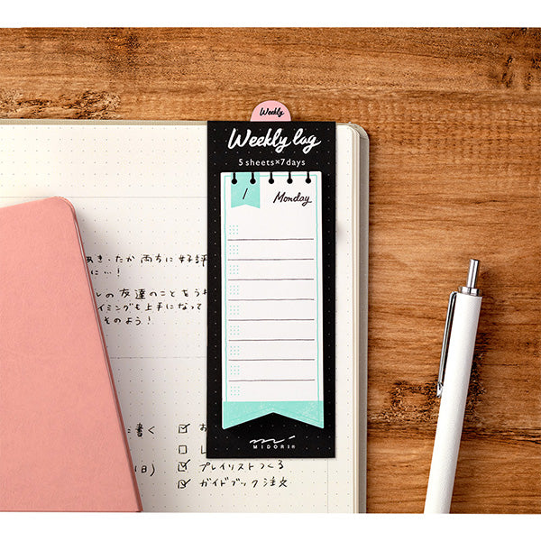 Midori Journal Sticky Notes - Weekly Log - Ribbon -  - Sticky notes - Bunbougu