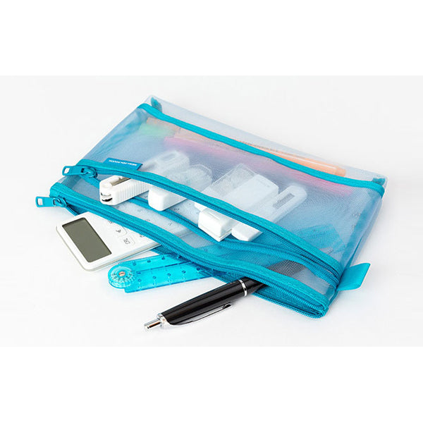 Midori Mesh Pen Case - Medium - Blue -  - Pencil Cases & Bags - Bunbougu