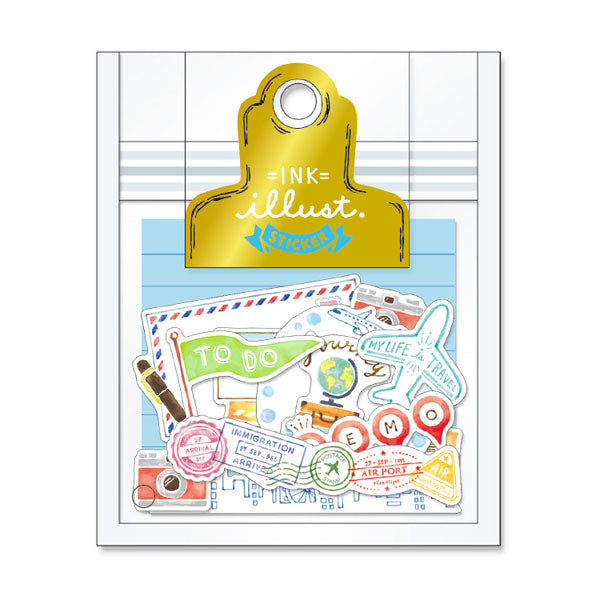 Mind Wave Ink Illustration Sticker Flake Pack - Travel -  - Planner Stickers - Bunbougu