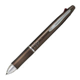 Pilot Dr. Grip 4+1 Ballpoint Multi Pen - 4 Ink Colour 0.5 mm + 0.5 mm Pencil - Ash Metal Brown - Multi Pens - Bunbougu