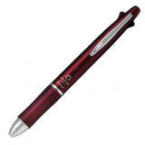 Pilot Dr. Grip 4+1 Ballpoint Multi Pen - 4 Ink Colour 0.5 mm + 0.5 mm Pencil - Ash Metal Bordeaux - Multi Pens - Bunbougu