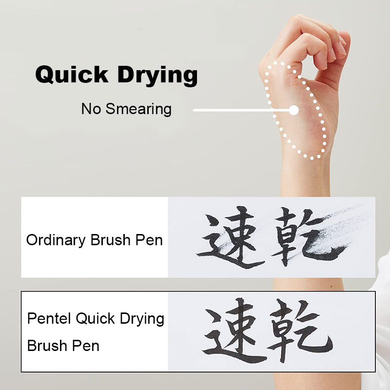 Pentel Fude Quick Dry Pigment Ink Brush Pen - Black Ink - Medium Tip -  - Brush Pens - Bunbougu