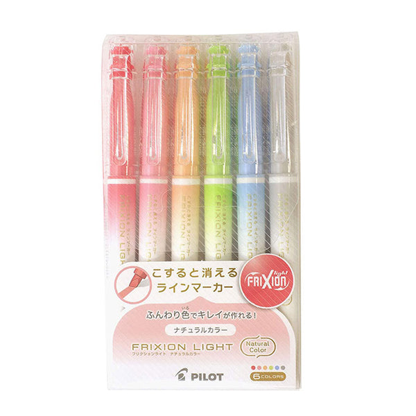 Pilot Frixion Light Natural Colour Erasable Highlighter - 6 Colour Set -  - Highlighters - Bunbougu