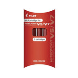 Pilot V5/V7 Hi-Tecpoint Rollerball Pen Ink Cartridges - 3 Cartridges - Red - Ink Cartridges - Bunbougu
