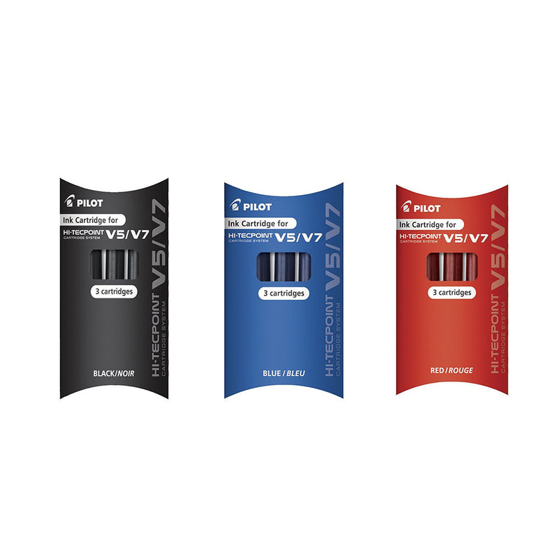 Pilot V5/V7 Hi-Tecpoint Rollerball Pen Ink Cartridges - 3 Cartridges -  - Ink Cartridges - Bunbougu