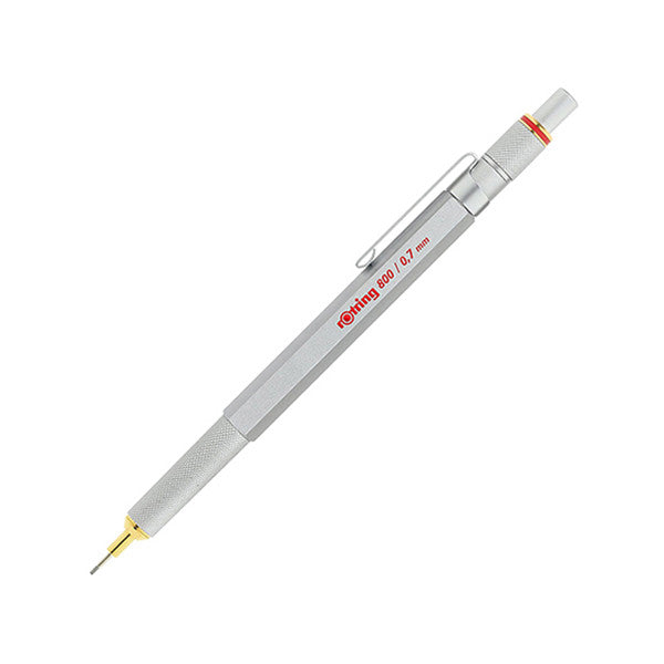 Rotring 800 Retractable Drafting Pencil - Silver Barrel - 0.5 mm/0.7 mm - 0.7 mm - Mechanical Pencils - Bunbougu
