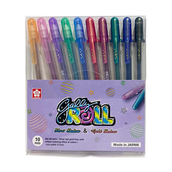 Sakura Gelly Roll Silver Shadow & Gold Shadow Gel Pen - 10 Metallic Outlining Colour Set - 1.0 mm -  - Gel Pens - Bunbougu