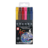 Sakura Koi Coloring Brush Pen - 6 Colour Set - Bright Colours