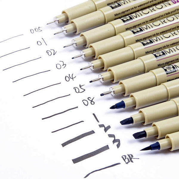 Sakura Pigma Micron Fineliner Pen - 13 Pieces Drawing Set with Pen Pou –  Bunbougu