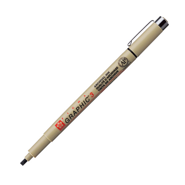 Sakura Pigma Graphic 3 - Black Ink - 3.0 mm -  - Felt Tip Pens - Bunbougu