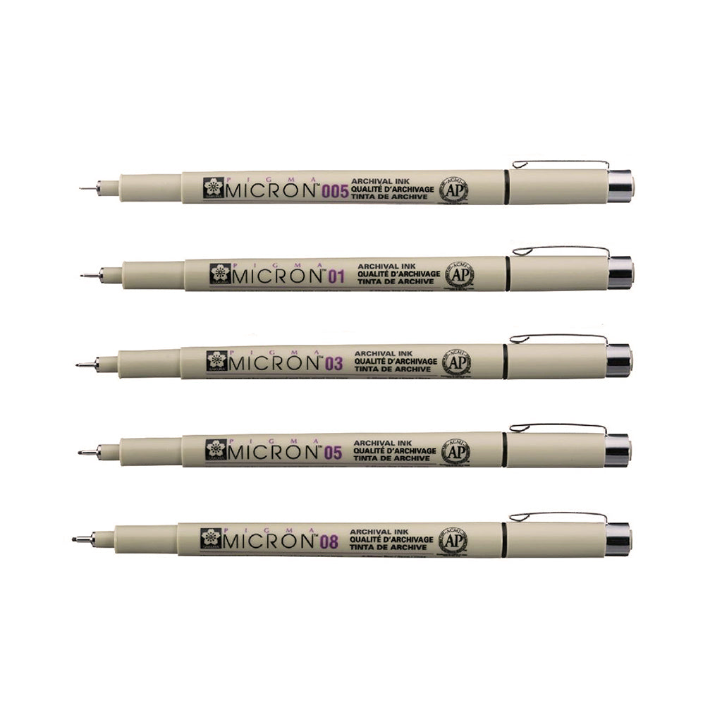 Sakura Pigma Micron Fineliner Pen - Black Ink -  - Felt Tip Pens - Bunbougu