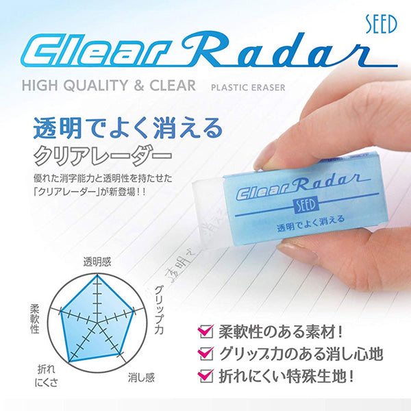 Seed Radar Clear Eraser - Small -  - Erasers - Bunbougu