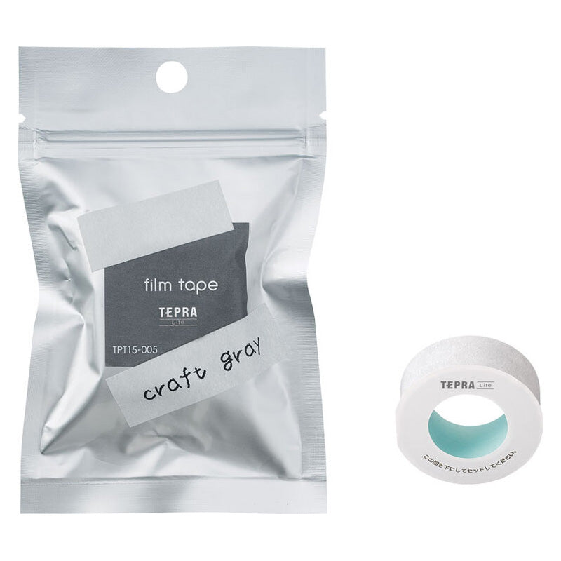 King Jim TEPRA Lite Film Tape - 15 mm - Craft Grey -  - Mini Label Printer Refills - Bunbougu