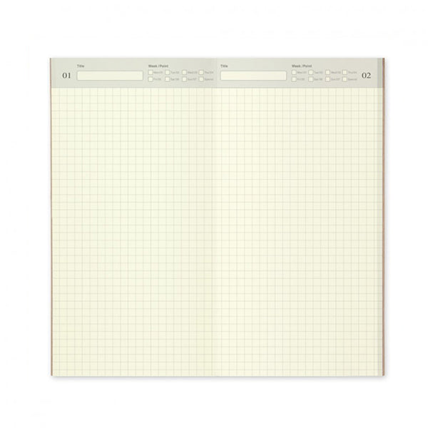 Traveler's Company Traveler's Notebook Refill 005 - Free Daily Planner Grid - Regular Size -  - Notebook Accessories - Bunbougu
