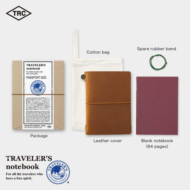 Traveler's Company Traveler's Notebook Starter Kit - Camel Leather - Passport Size -  - Diaries & Planners - Bunbougu