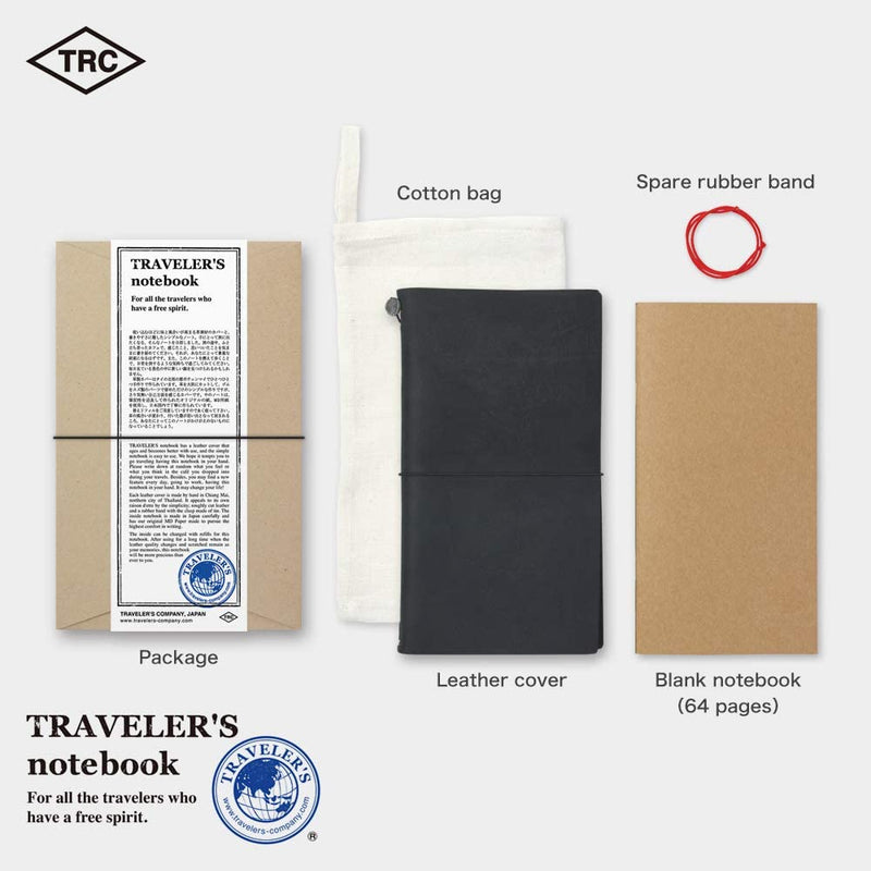 Traveler's Company Traveler's Notebook Starter Kit - Black Leather - Regular Size -  - Diaries & Planners - Bunbougu