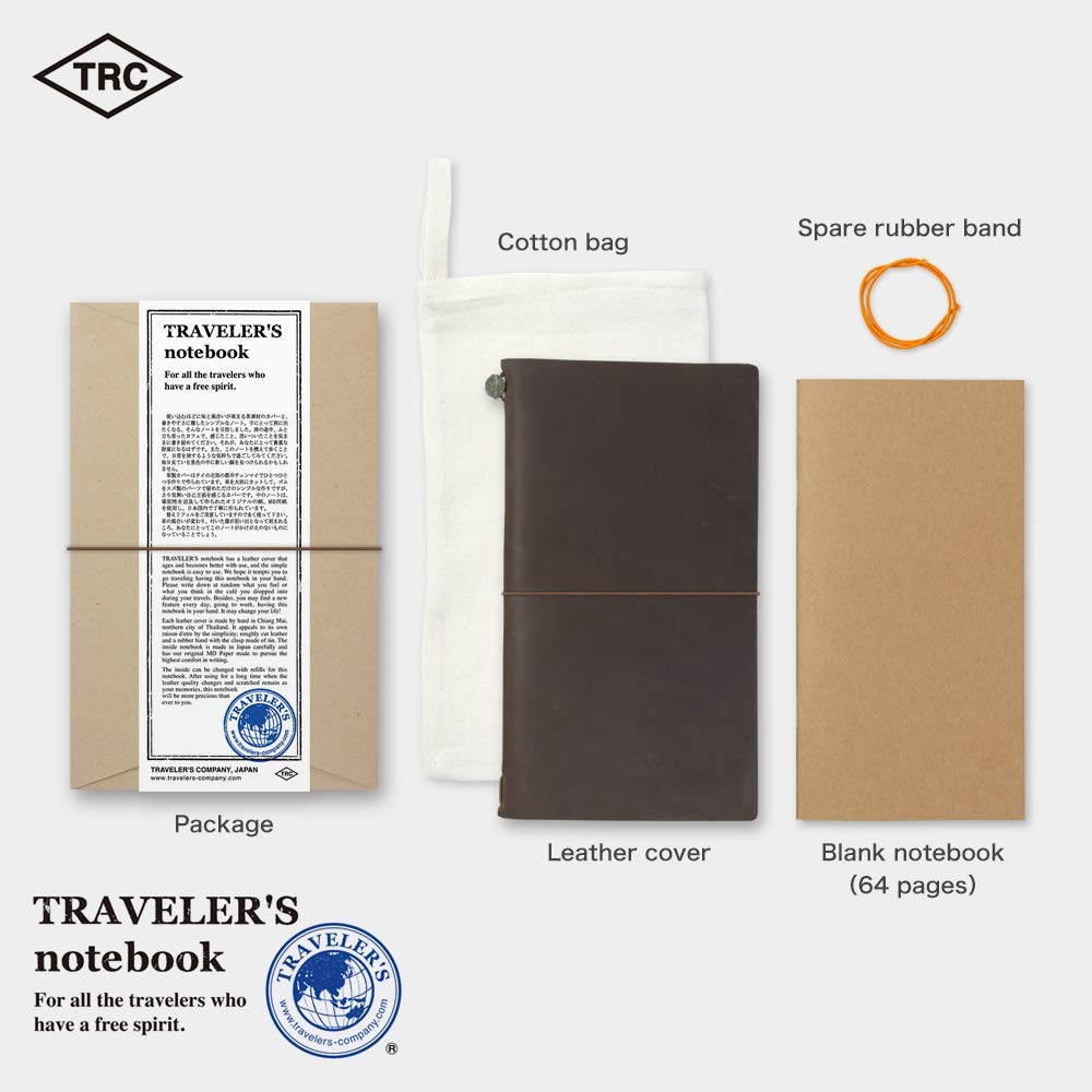 Traveler's Company Traveler's Notebook Starter Kit - Brown Leather - Regular Size -  - Diaries & Planners - Bunbougu