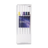 Uni Emott Fineliner Sign Pen - 5 Colour Set - New Colours - No.11 Midnight - 0.4 mm
