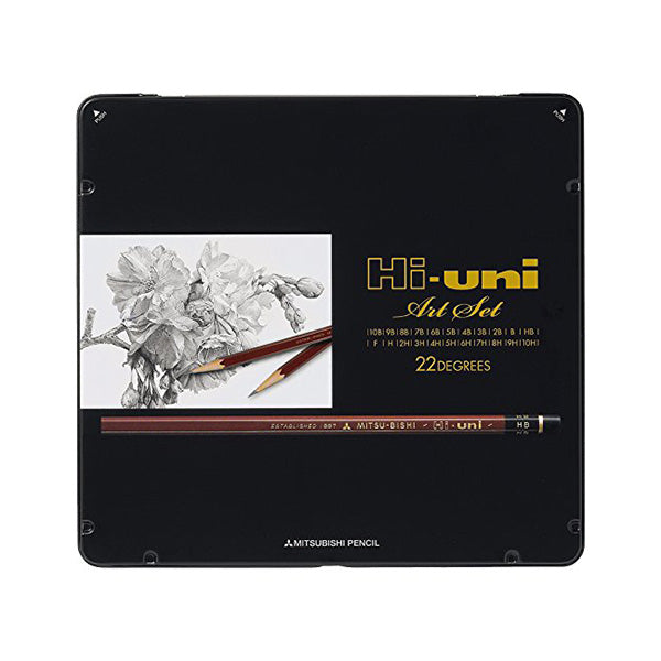 Uni Mitsubishi Hi-Uni Pencil Art Set -  From 10B to 10H - Set of 22 -  - Graphite Pencils - Bunbougu