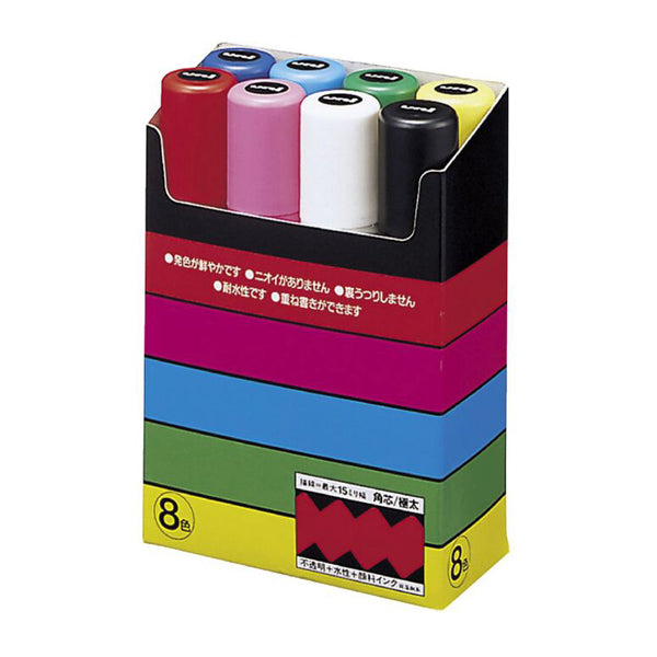 Uni Posca PC-17K Paint Marker - 15 mm Broad Chisel Point - 8 Colour Set -  - Markers - Bunbougu