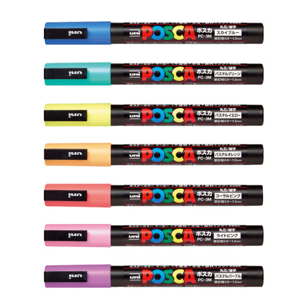 Uni Posca PC-3M Paint Marker Pen - Pastel Colour - Fine Tip - 7