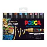 Uni Posca PC-8K Paint Marker - 8 mm Chisel Point - 8 Metallic Colour Set
