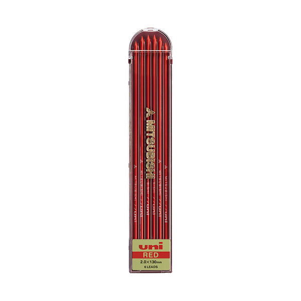 Uni Mitsubishi Lead Holder Refill - Red - 2 mm - Pack of 6 -  - Pencil Leads - Bunbougu