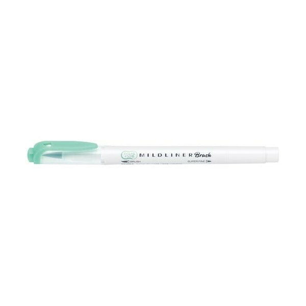 Zebra Mildliner Double-Sided Brush Pen - Fine Bullet Tip/Brush Tip - Mild Blue Green - Brush Pens - Bunbougu