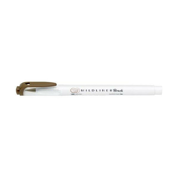 Zebra Mildliner Double-Sided Brush Pen - Fine Bullet Tip/Brush Tip - Mild Brown - Brush Pens - Bunbougu