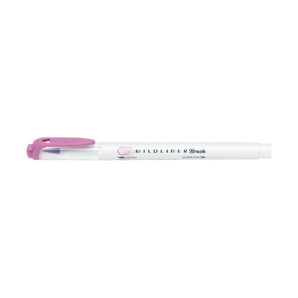 Zebra Mildliner Double-Sided Brush Pen - Fine Bullet Tip/Brush Tip - Mild Magenta - Brush Pens - Bunbougu