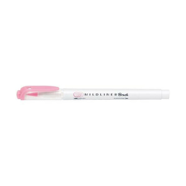 Zebra Mildliner Double-Sided Brush Pen - Fine Bullet Tip/Brush Tip - Mild Pink - Brush Pens - Bunbougu