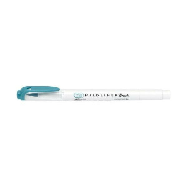 Zebra Mildliner Double-Sided Brush Pen - Fine Bullet Tip/Brush Tip - Mild Smoke Blue - Brush Pens - Bunbougu