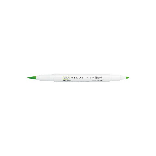 Zebra Mildliner Double-Sided Brush Pen - Fine Bullet Tip/Brush Tip - Mild Citrus Green - New Colour - Brush Pens - Bunbougu