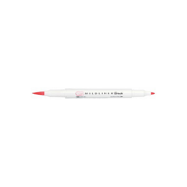 Zebra Mildliner Double-Sided Brush Pen - Fine Bullet Tip/Brush Tip - Mild Coral Pink - New Colour - Brush Pens - Bunbougu