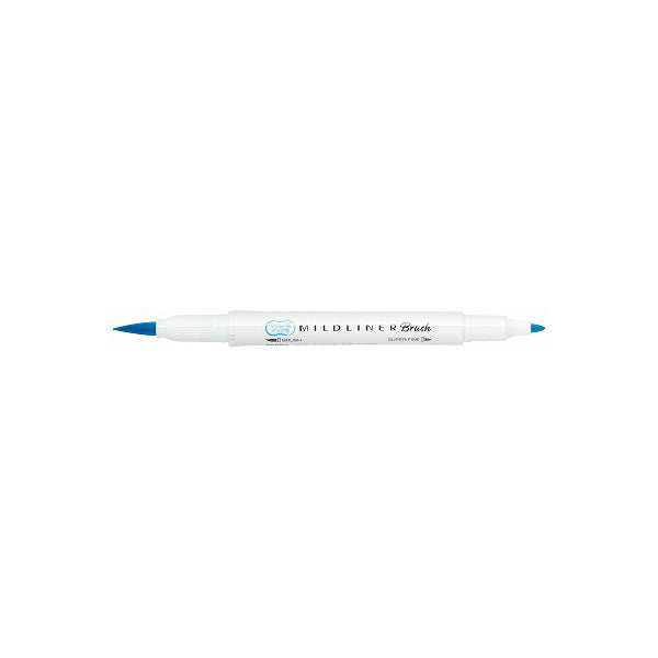 Zebra Mildliner Double-Sided Brush Pen - Fine Bullet Tip/Brush Tip - Mild Cyan - New Colour - Brush Pens - Bunbougu