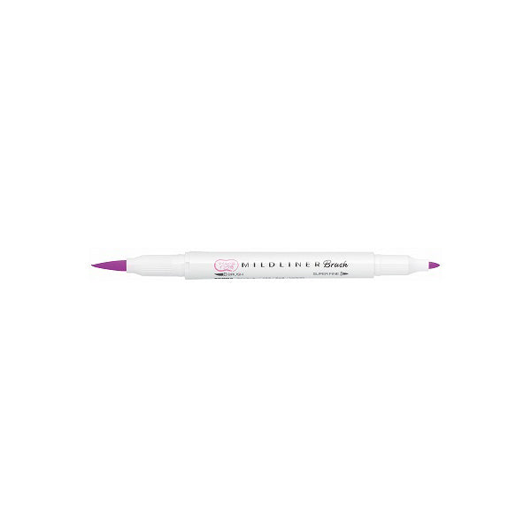 Zebra Mildliner Double-Sided Brush Pen - Fine Bullet Tip/Brush Tip - Mild Fuchsia - New Colour - Brush Pens - Bunbougu
