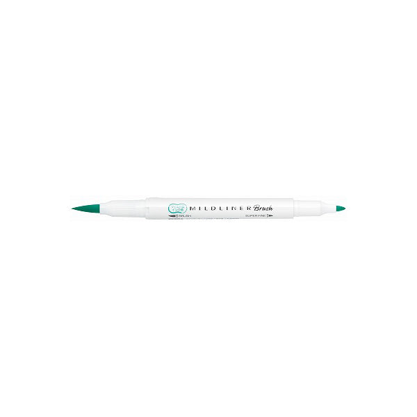 Zebra Mildliner Double-Sided Brush Pen - Fine Bullet Tip/Brush Tip - Mild Summer Green - New Colour - Brush Pens - Bunbougu