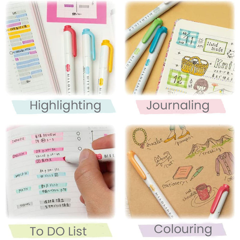 Zebra Mildliner Double-Sided Highlighter - 5 Colour Set -  - Highlighters - Bunbougu