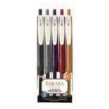 Zebra Sarasa Push Clip Gel Pen -  5 Vintage Colour Set 2 - 0.5 mm