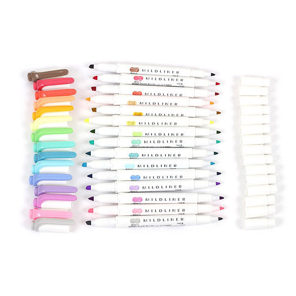 Zebra Mildliner Double-Sided Highlighter - 25 Colours -  - Highlighters - Bunbougu