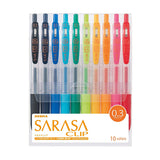 Zebra Sarasa Push Clip Gel Pen - 0.3 mm - 10 Colour Set